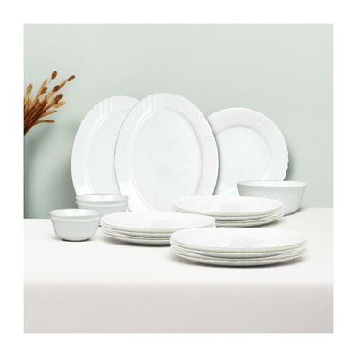 Melrich 27 Piece Dinner set 6 Dinner plate, 6 Dessert plate, 6 Soup plate, 6 Bowl, 2 Serving Plate, 1 Serving Bowl Dishwasher Microwave safe Scratch Resistance