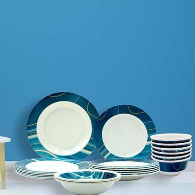 Melrich 26 Pcs Melamine Dinner Set Dinner Plate Soup Plate Bowls Serving plate Ladle Dishwasher safe Light Weight