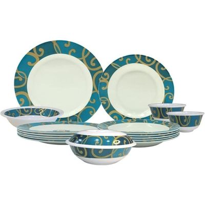 Melrich 20 piece Melamine Dinner Set 6 Dinner plates, 6 Soup plates, 6 Rice bowl, 2 Salad Bowl, Dishwasher safe, Storng and Durable Long lasting material