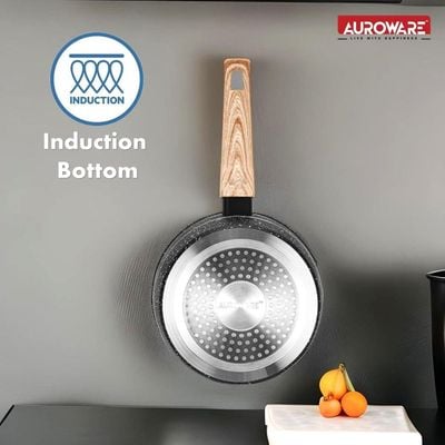 Auroware Non Stick 18 cm Milk Pan Tawa Black, Aluminum, Three Layer Coating, Strong and Durable Ideal for Milk, Tea, Coffee