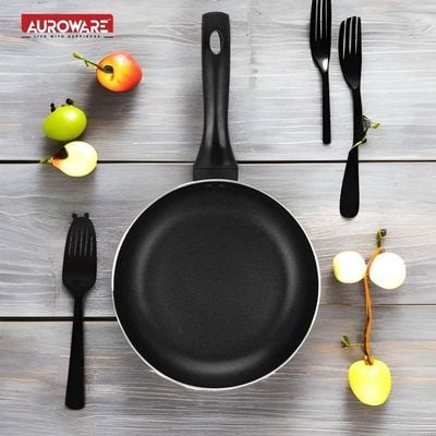 Auroware 24 Pcs Non Stick Complete Cookware Set, Frying pan, Casserole with Lid, Sauce pan, Grill Pan, Wok Pan, Tawa Pan, Kitchen Utensils,Table Mat and Knife Set frypan