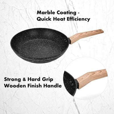 Auroware 3 Piece Non Stick Frying Pan and Wok Pan with Lid Kitchen Cookware Forged Aluminium frypan, Dishwasher Safe Durable and strong