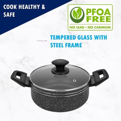 Auroware 3 Piece Non Stick Cookware Set Frying pan Casserole with Lid Induction Bottom Three Layer coating