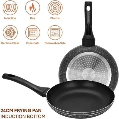 Auroware 3 Piece Non Stick Cookware Set Frying pan Casserole with Lid Induction Bottom Three Layer coating