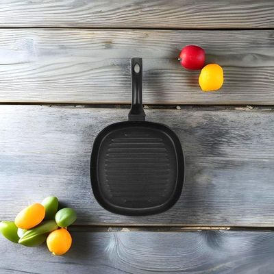 Auroware Long lasting Non-Stick 28 Cm Square Grill Pan Black Aluminum Durable Marble Coating Strong Handle