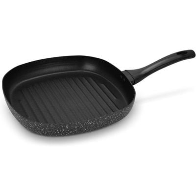 Auroware Long lasting Non-Stick 28 Cm Square Grill Pan Black Aluminum Durable Marble Coating Strong Handle