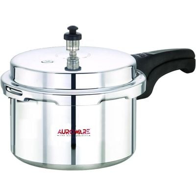 Auroware 3 Ltr Pressure Cooker Heavy Duty Aluminium with lid Strong Handle Save Energy Time Safety Valves Dishwasher safe