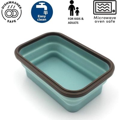 Auroware 2 Set Silicone School Lunch Box Collapsible Eco Friendly Food safe MIcrowave & Dishwasher safe LIght weight