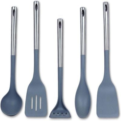 Auroware Kitchen Utensil Heat Resistant Slotted spoon, Sloted Turner, Solid Spoon, Solid Turner, Egg whisk. Soup Ladle Non stick and Non toxic (Nylon)