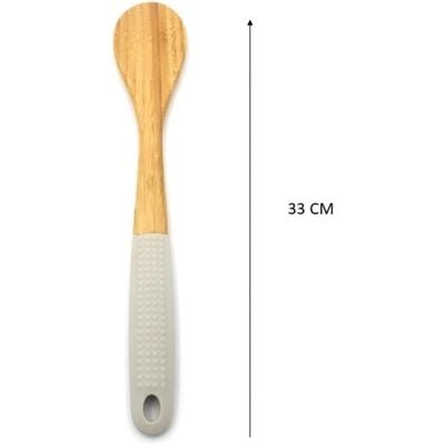 Auroware Bamboo Kitchen Utensil Heat Resistant Slotted spoon, Slotted Turner, Solid Spoon, Solid Turner, Egg whisk. Soup Ladle Non stick and Non toxic 