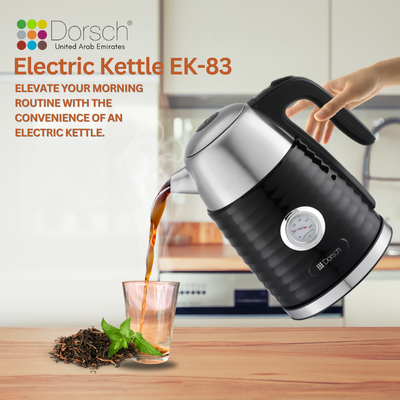 Dorsch 1.7L Electric Kettle with Analogue Temperature | Stainless Steel Heating Component | Auto Shut Down, Circuit Breaker System | 360° Cordless Jug-Kettle | Fast Heating | 2-Year Warranty (EK- 83)
