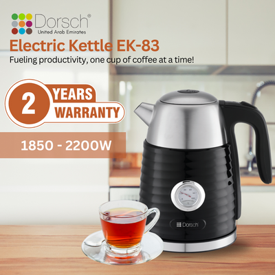 Dorsch 1.7L Electric Kettle with Analogue Temperature | Stainless Steel Heating Component | Auto Shut Down, Circuit Breaker System | 360° Cordless Jug-Kettle | Fast Heating | 2-Year Warranty (EK- 83)
