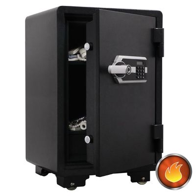 Mahmayi Large CE-LZ600FPB Safe for Home and Office with Display Digital Lock and Fingerprint Lock, Fireproof Resistant, Protect Valuables, Documents, and Jewelry from Fire and Theft - Black 