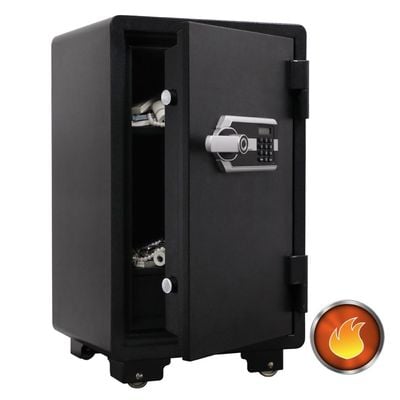 Mahmayi Large CE-LZ700FPB Safe for Home and Office with Display Digital Lock and Fingerprint Lock, Fireproof Resistant, Protect Valuables, Documents, and Jewelry from Fire and Theft - Black 