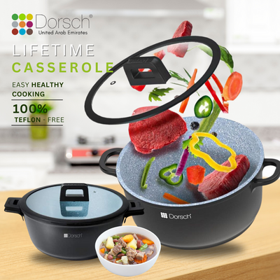 Dorschhome Lifetime Casserole - Non-Stick Coating - Durable, Scratch Resistant - TUV Certified, LFGB Tested - Optimal Heat Distribution - Induction Ready for Exceptional Cooking (20Cm - 2.1Ltr)
