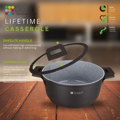 Dorschhome Lifetime Casserole - Non-Stick Coating - Durable, Scratch Resistant - TUV Certified, LFGB Tested - Optimal Heat Distribution - Induction Ready for Exceptional Cooking (26Cm - 5.2Ltr)
