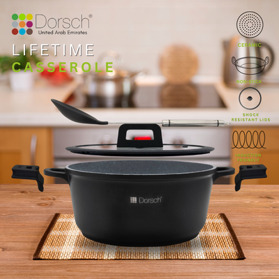 Dorschhome Lifetime Casserole - Non-Stick Coating - Durable, Scratch Resistant - TUV Certified, LFGB Tested - Optimal Heat Distribution - Induction Ready for Exceptional Cooking (30Cm - 8.1Ltr)
