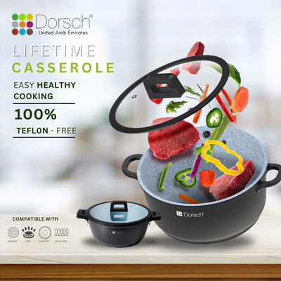 Dorschhome Lifetime Casserole - Non-Stick Coating - Durable, Scratch Resistant - TUV Certified, LFGB Tested - Optimal Heat Distribution - Induction Ready for Exceptional Cooking (36Cm - 13.4Ltr)
