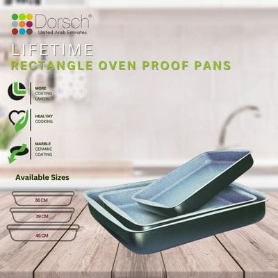 Dorsch Home Non-Stick Rectangular Roasting Pan | Premium Bakeware with ProGlider Coating and 2 Years Warranty (36 CM)
