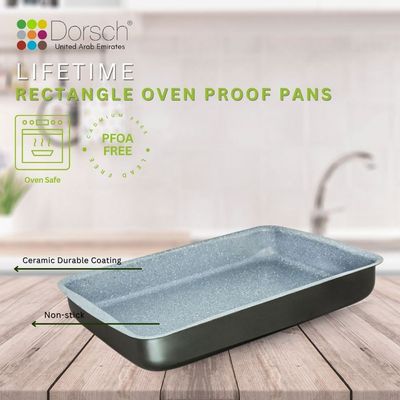 Dorsch Home Non-Stick Rectangular Roasting Pan | Premium Bakeware with ProGlider Coating and 2 Years Warranty (36 CM)
