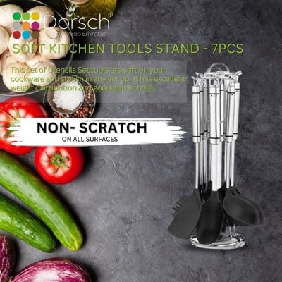 Dorsch 7-Piece Utensil Set - Stylish and Functional Soft Utensils with High End Durable Stainless Steel Handles, Dishwasher safe, 304 stainless steel, 2 Years Warranty
