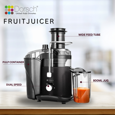 Dorsch Premium Fruit Juicer - Self-Cleaning Function, 3-Speed Precision, Large 3.0L Pulp Container, 800ML Jug, Overheat Protection, 2-Year Warranty
