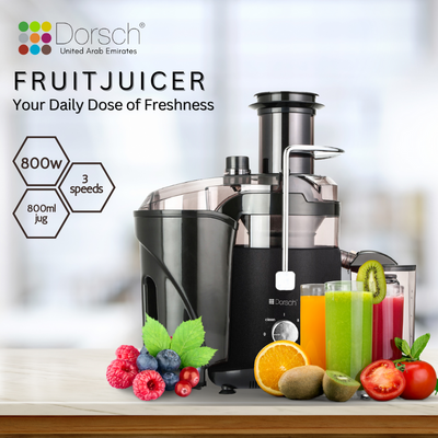 Dorsch Premium Fruit Juicer - Self-Cleaning Function, 3-Speed Precision, Large 3.0L Pulp Container, 800ML Jug, Overheat Protection, 2-Year Warranty
