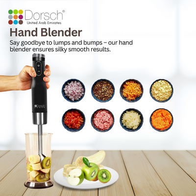 Dorsch Hand Blender HB600S | 800W Motor, 6 Speed Control | Dual-Blade System | Stainless Steel Shaft | Ergonomic Design | 2 Years Warranty (Blender Only)
