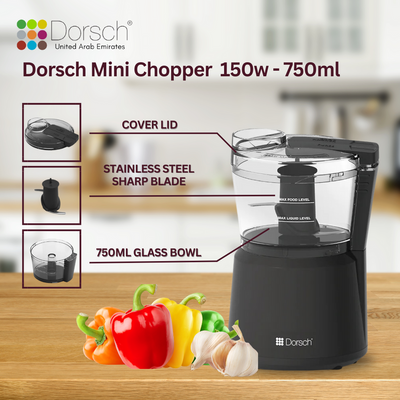 Dorsch Mini Chopper MCP-94 | 2 Speeds Controls, 750ml Bowl | 150W Power | Stainless Steel Blades | Versatile Kitchen Appliance with 2-Year Warranty
