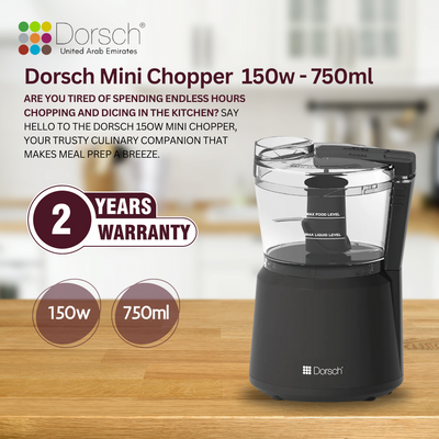 Dorsch Mini Chopper MCP-94 | 2 Speeds Controls, 750ml Bowl | 150W Power | Stainless Steel Blades | Versatile Kitchen Appliance with 2-Year Warranty
