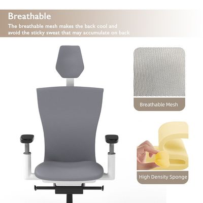 Mahmayi MF-1229P High Back Mesh Executive Office Chair with Height Adjustable Ergonomic Design, Comfortable Seating, Adjustable Headrest and Armrest Ideal for Home and Office - Grey