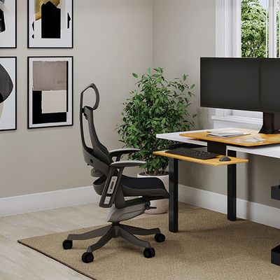 Mahmayi Robotto 609 High-Back Modern Ergonomic Mesh Chair with Adjustable Hight, Caster Wheels, and Lumbar Support Ideal for Home and Office - Black