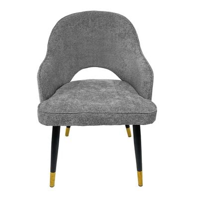 Maple Home Dining Chair Fabric Rounded Armrests Curved Open Backrest Black Metal Legs Comfortable Wide Seat Lounge Living Office Saloon Furniture