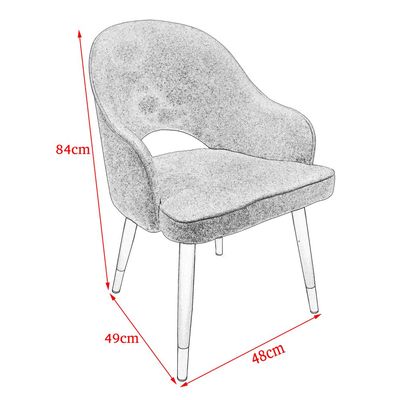 Maple Home Dining Chair Fabric Rounded Armrests Curved Open Backrest Black Metal Legs Comfortable Wide Seat Lounge Living Office Saloon Furniture