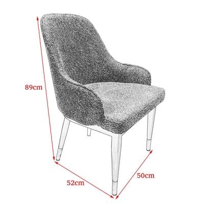 Maple Home Dining Chair Fabric Rounded Armrests Soft Curved Backrest Black Metal Legs Comfortable Wide Seat Lounge Living Office Saloon Furniture