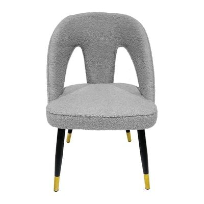 Maple Home Dining Chair Fabric Armless Curved Open Backrest Black Metal Legs Soft Comfortable Wide Seat Lounge Living Office Saloon Furniture