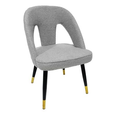 Maple Home Dining Chair Fabric Armless Curved Open Backrest Black Metal Legs Soft Comfortable Wide Seat Lounge Living Office Saloon Furniture