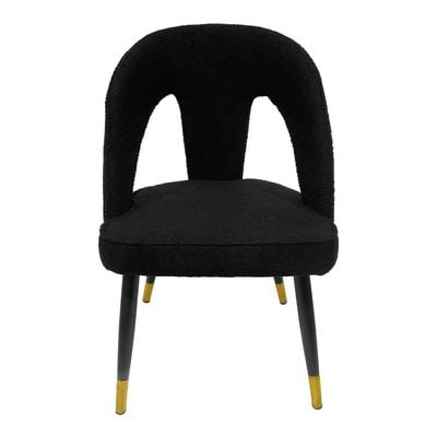 Maple Home Dining Chair Fabric Armless Curved Open Backrest Black Metal Legs Soft Comfortable Wide Seat Lounge Living Office Saloon Furniture