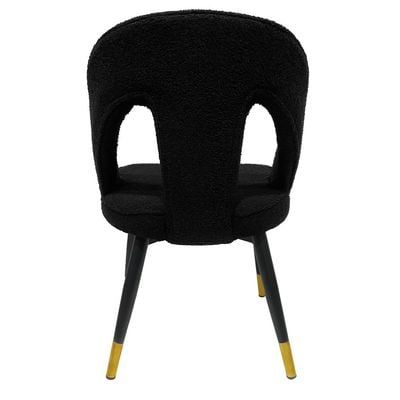 Maple Home Dining Chair Fabric Armless Curved Open Backrest Black Metal Legs Soft Comfortable Wide Seat Lounge Living Office Saloon Furniture