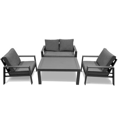 Maple Home Outdoor Sofa Set 2-Seater Sofa 2-Single Armchair Seating Coffee Table Fabric Cushioned Sturdy Aluminium Frame weather-Resistance Rust Proof Balcony Garden Patio Furniture (2+1+1+Table)