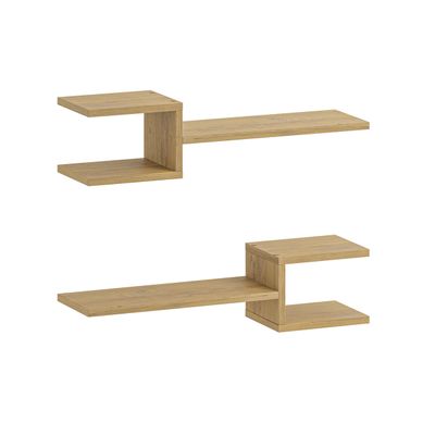 Mourah Fork Wall Shelf Set Of 2 - Oak - 2 Years Warranty