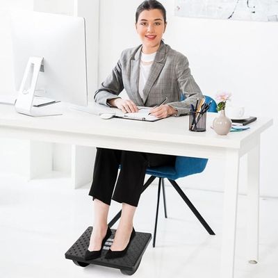 Rocking Foot Rest with Manual Massage Rollers (Black)