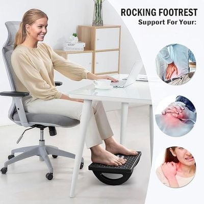 Rocking Foot Rest with Manual Massage Rollers (Black)