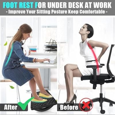 Rocking Foot Rest with Manual Massage Rollers (Black)