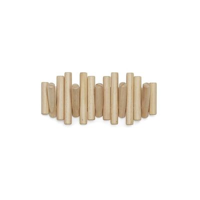 Mirfa 5 Hooks Coat Rack Rail Wall Mounted In Natural Wood Decor 