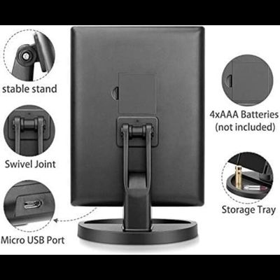 Trifold Vanity Mirror With 21 LED Lights Touch Screen And Magnification (Black)