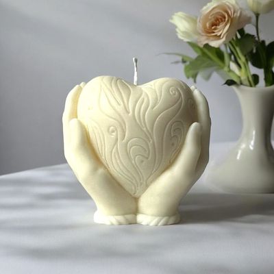 Hands Holding Heart - Decorative Candle