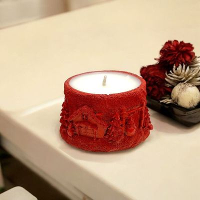 CHRISTMAS VILLAGE  CANDLE- RED