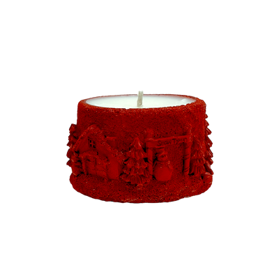 CHRISTMAS VILLAGE  CANDLE- RED