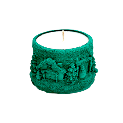 CHRISTMAS VILLAGE CANDLE - GREEN